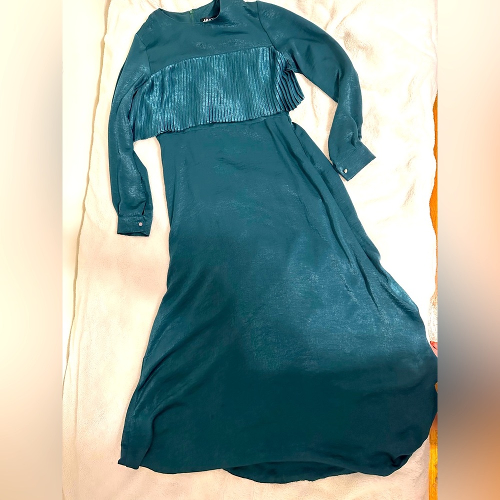 Abaci satin emerald green gown